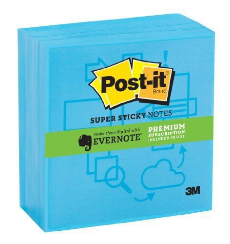 Post-it Evernote Super Sticky Notes - Removable, Recyclable - 3&#034; X (6544ssbeev)
