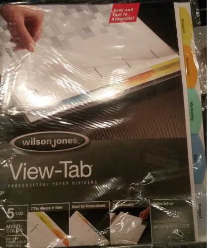 SET of (10) Wilson Jones View-Tab Paper Dividers - 5 Tabs/Pkg - Multicolor Tab