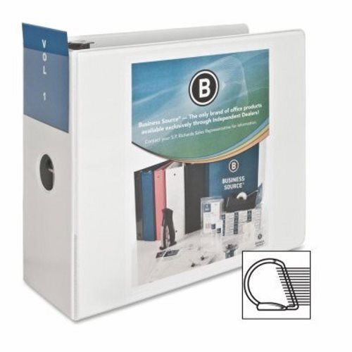 Business source d-ring binder, w/ pockets, 5&#034; capacity, white (bsn28445) for sale