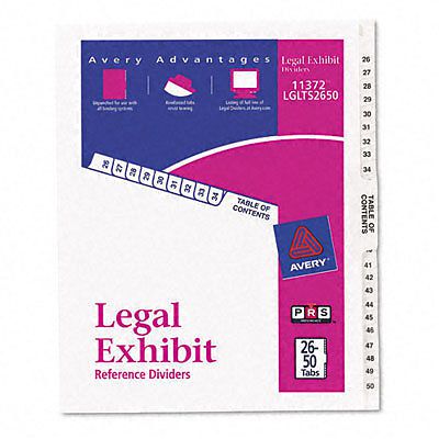 Avery Legal Side Tab Divider, Title: 26-50, Letter, White, 1 Set - AVE11372