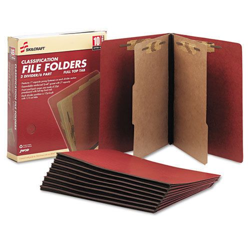 New SKILCRAFT Earth Red Classification File Folders 6 Pt 2 Div Letter 10 Pack