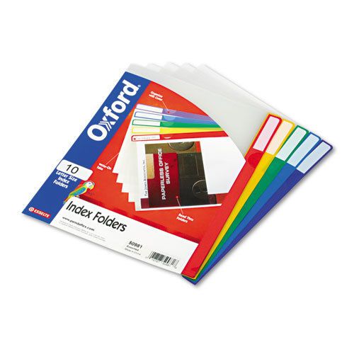 Clear poly index folders, letter, assorted colors, 10/pack for sale