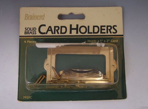 Brainerd Hardware Solid Brass Card Holders 745XC 4/pk for 1&#034; x 2&#034; card