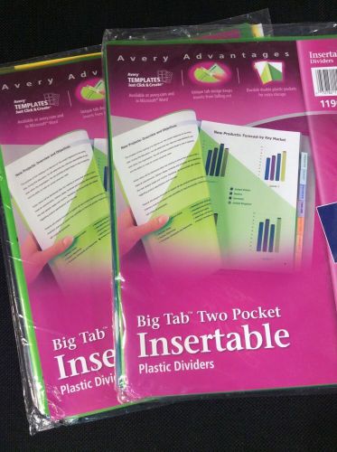 Avery Insertable Dividers 11907 Big Tab Two Pocket 2 Pkgs * New * Make Offer