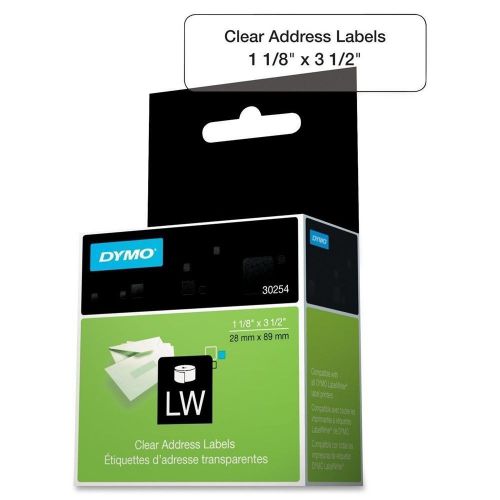 Dymo 30254 address label thermal clear 1.12 w x 3.50 l for sale