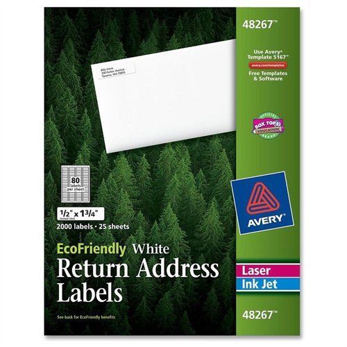 Avery mailing label - 0.50&#034; width x 0.75&#034; length - 2000 / pack - (48267) for sale