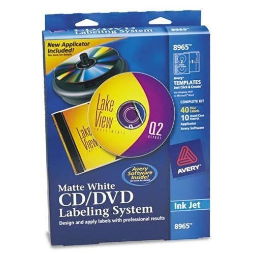 Avery Matte White Film Dvd Labeling System - White - 1 Kit (AVE8965)