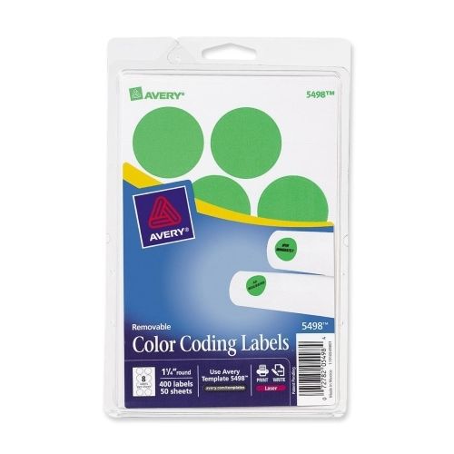 Lot of 4 avery round color coding multipurpose label - 400/pk - green for sale