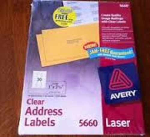 1500 Avery #5660 Clear Address Labels Laser 1&#034; x 2 3/4&#034;