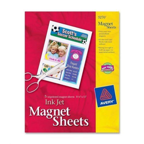 NEW! AVERY Inkjet Printable White Magnetic Sheets 5 Sheets 8.5X11, Free Shipping