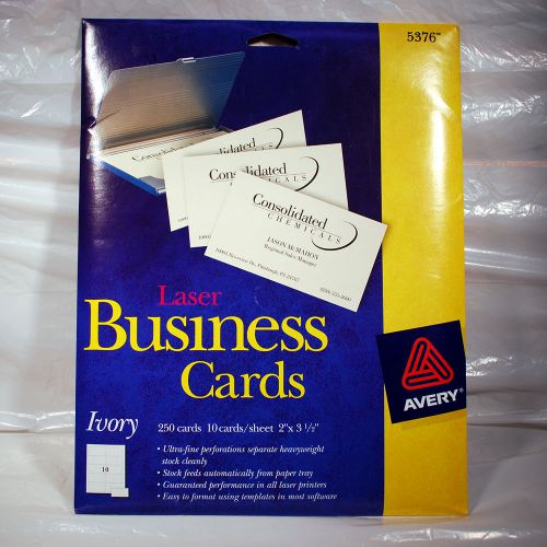 Avery Laser Business Cards - 5376 - Ivory - 250 cards - 10 cards/sheet - 2&#034;X3.5&#034;