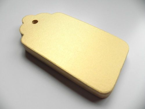 25 LARGE Metallic Gold Scallop Gift Tags Blank 80 lb. 2.25 x 4.5 Plain DIY