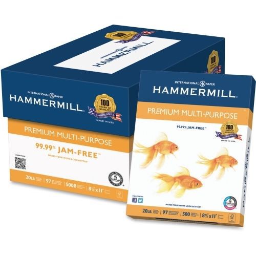 Hammermill Copy &amp; Multipurpose Paper - Letter- 97 Bright - 5000 / Carton