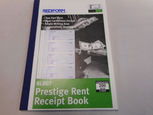 Rediform 8L807 Rent Receipt Book, 7 x 2-3/4 Carbonless Duplicate 200 Sets/Book