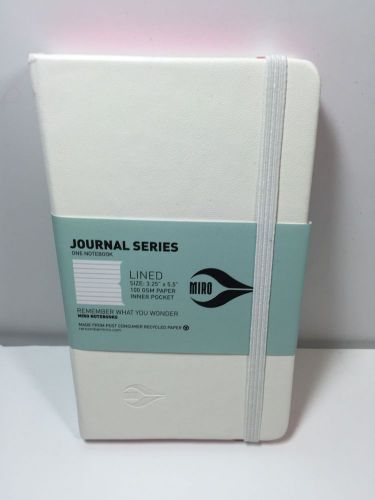MIRO Journal 3.25&#034; x 5.5&#034; 144 Pages LINED INNERPOCKET  White &amp; Pink NOTEBOOK NEW