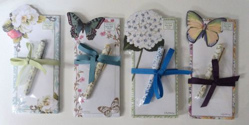 E diecut notepad pen Lady Jayne 75 sheets lot 4 rose butterfly verbena