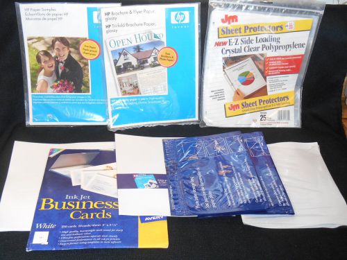 240+ jm-avery-hp sheet protectors business cards brochure/flyer paper new! for sale