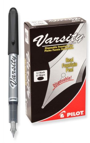NEW Pilot Varsity Disposable Fountain Pens, Black Ink, Dozen Box (90010)