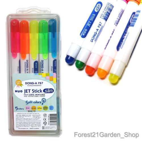 Dong-a nuo jet stick slim ball size solid highlighter - 1pack 5 colors for sale