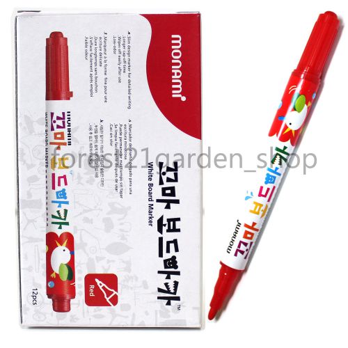 Monami Little White Board Marker for Children,Detailed Writing - Red12 Pcs