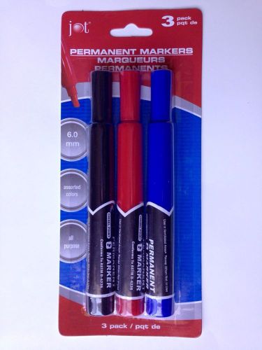 Permanent Markers 6.0mm Chisel Point Assorted Colors (3 Counts)