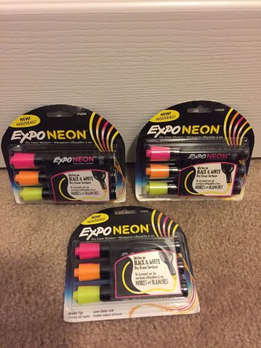 Lot 9 expo neon dry erase marker pink orange yellow bullet tip low odor for sale