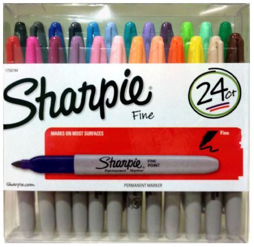Sharpie Fine Permanent Marker 24 Count Assorted Colors Brand New Fast Shipping