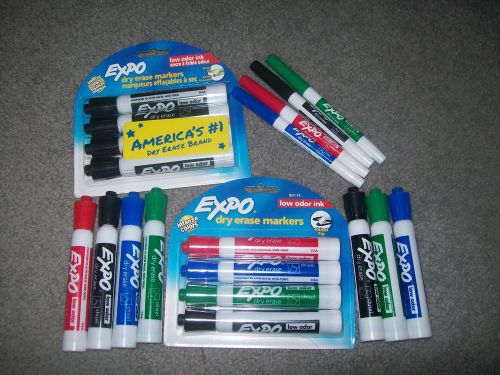 NEW and used Expo Dry Erase markers Black, green, blue, red  19 markers