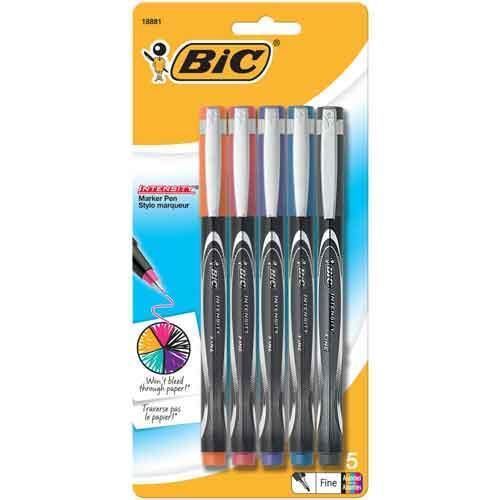 Bic intensity marker pens 0.5mm felt tip fashion colors 5 count for sale