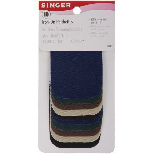 Singer 2-inch-by-3-inch Iron-On Patches  Dark Assortment  10 per package