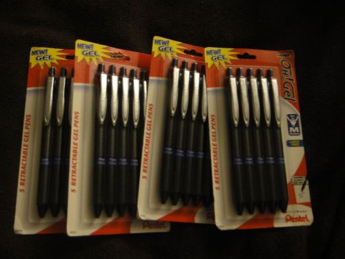 Pentel New! OH! Gel blue ink retractable pens 5 count lot of 4 totasl 20 pens