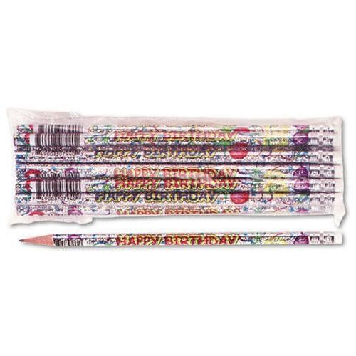 Moon Products Decorated Pencil, Happy Birthday, #2, Holographic Silver (7940b)