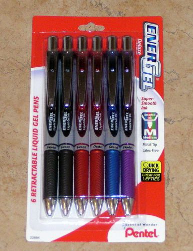 6 New Pentel EnerGel RTX Metal Tip Refillable Assorted Color Retractable Gel Pen