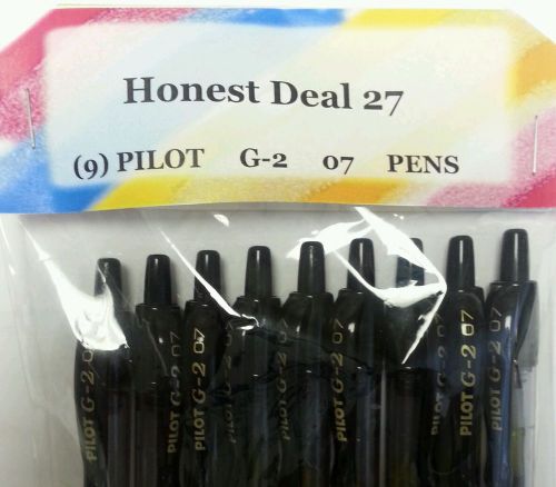 PILOT G2  0.7mm Fine Point RT Gel Pens BLACK INK (9) pack