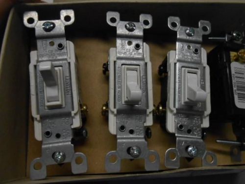 NOS LEVITON 1453-2W 3WAY TOGGLE SWITCH 15AMP 120V WHITE (LOT OF 9)  -18L8