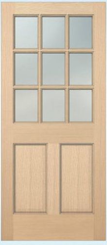 Exterior hemlock solid stain grade french doors 9 lite over bottom raised panels for sale
