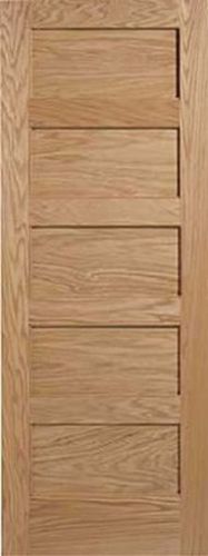 5 Panel Flat Mission Shaker Red Oak Stainable Solid Interior Wood Doors Prehung