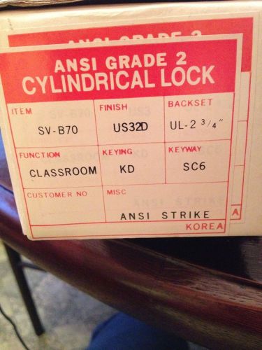 Cylindrical lockset &#034;ansi&#034; grade 2 - classroom  (stainless) for sale