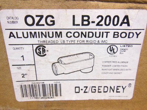 Oz gedney ozg lb-200a rigid imc 2&#034; aluminum conduit body for sale