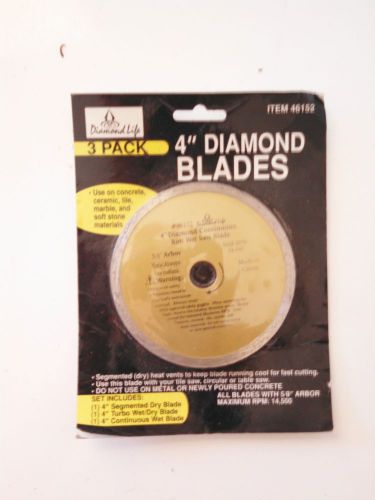 3 Pack Diamond Life 4&#034; Diamond Wet-Cut Blades / 46152