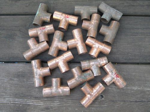 LOT of 18  3/4&#034; COPPER TEE