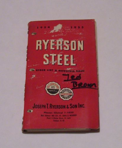 Vintage 1954-1955 Ryerson Steel-Service Stock List &amp; Reference Book