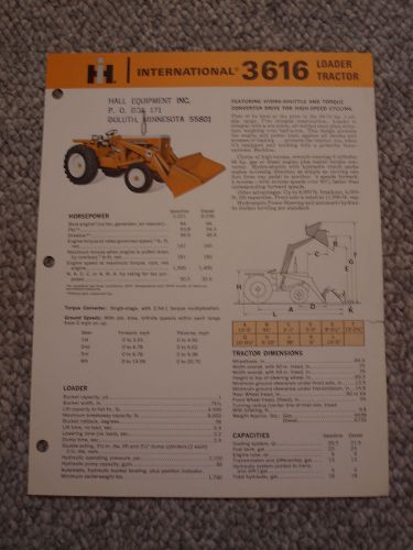 IH International Harvester 3616 Tractor Loader Brochure, original, vintage &#039;65