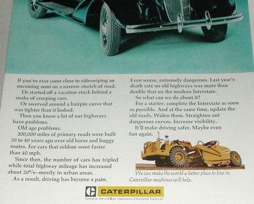 1971 Caterpillar Tractor ad, 613 scraper, antique auto