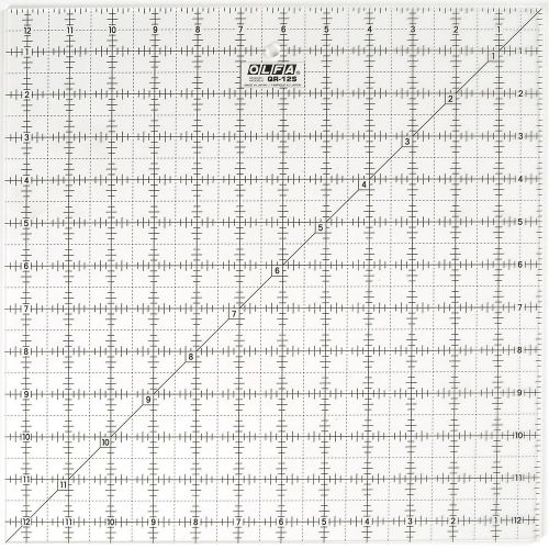 OLFA 12 1/2&#034; Square Non-Slip, Frosted Advantage Acrylic Ruler (OLFA QR-12S)