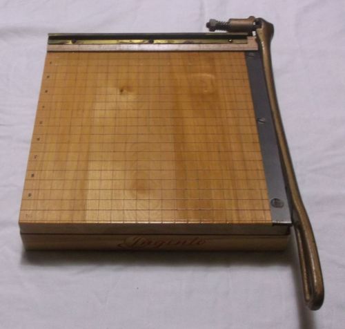 Vintage Ingento No 3 Guillotine Industrial Rustic Paper Cutter Compact Size Wood