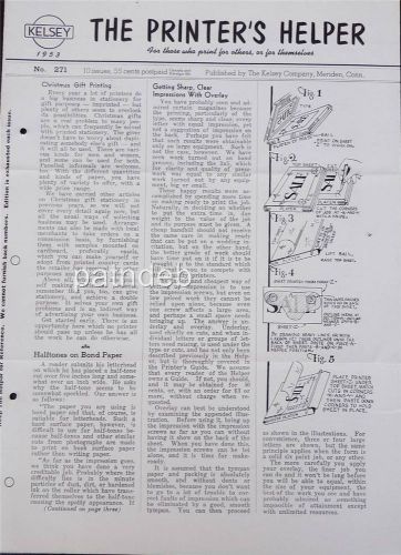 Vintage original1953 the printer&#039;s helper issue 271 kelsey co printing press (e for sale