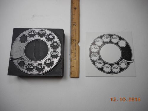 Letterpress Printing Printers Block, Rotary Dial part from Telephone