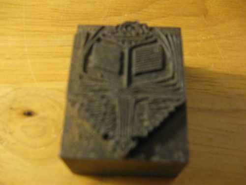 Printing Block Lead Type Torch above open book pages 1-7/32&#034; x 1-11/16&#034;