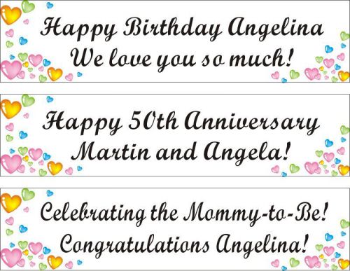 2ftX8ft Personalized Happy Birthday, Anniversary, or Baby Shower Party Banner-S2